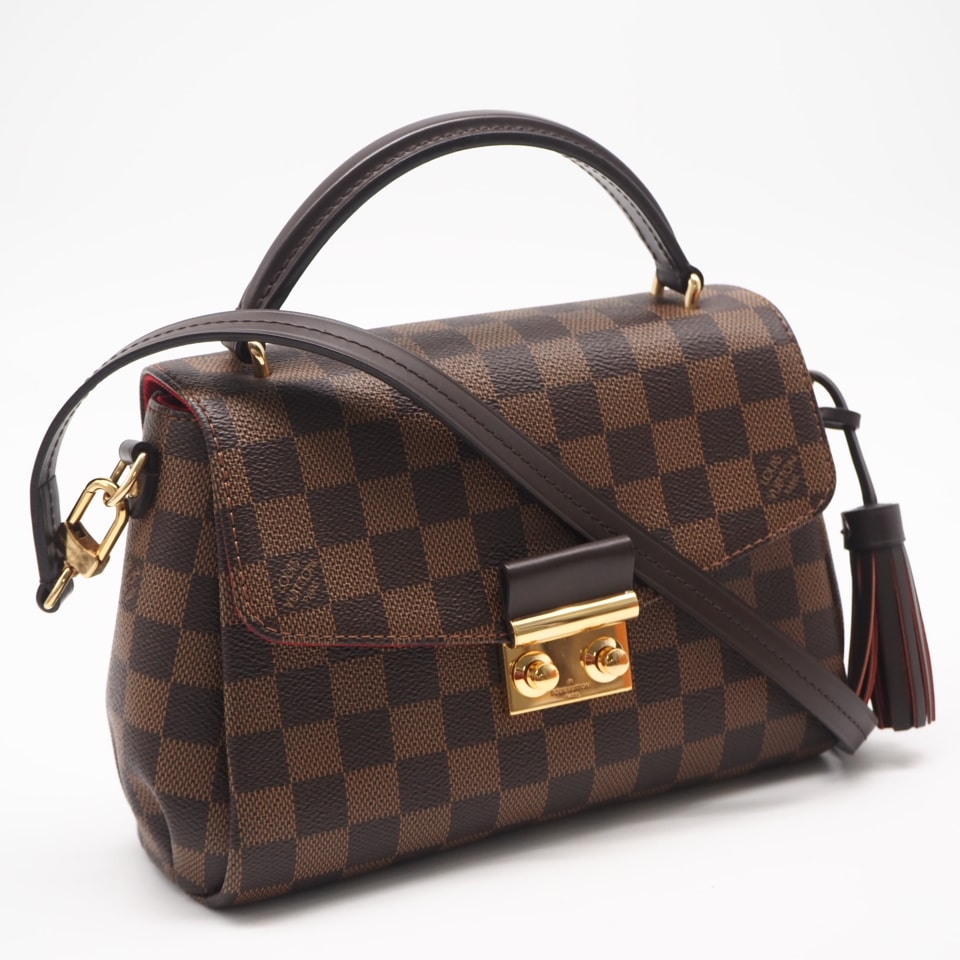 美品 LOUIS VUITTON ルイ・ヴィトン ダミエ クロワゼット N53000 2wayショルダーバッグ ブラウン ベージュ ブラック コーティングキャンバス レザー レディース
