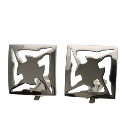 【中古】 サルヴァトーレフェラガモ イヤリング メタル シルバー スクエア アクセサリー メッキ レディース 女性 Salvatore Ferragamo