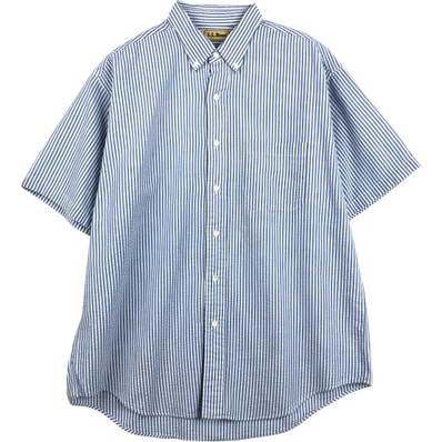 古着 ~90年代 エルエルビーン L.L.Bean シアサッカー 半袖 ボタンダウン ストライプシャツ メンズL相当 ヴィンテージ/eaa674132