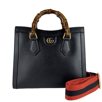 グッチ GUCCI ハンドバッグ ショルダーバッグ 3Way バッグ バンブー レザー ブラック ゴールド レディース 702721【中古】 z9556