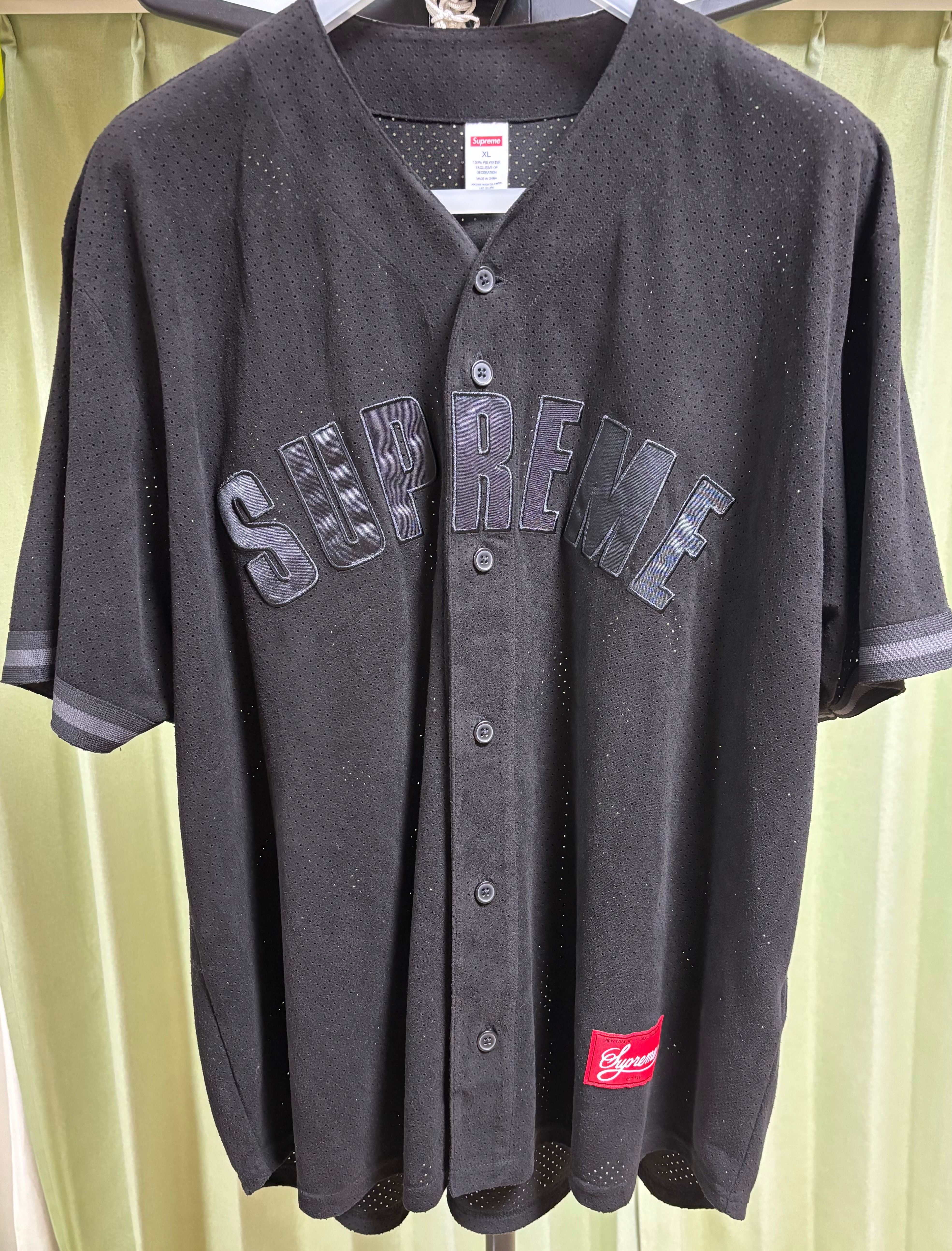 Supreme Ultrasuede Mesh Baseball Jersey "Black"