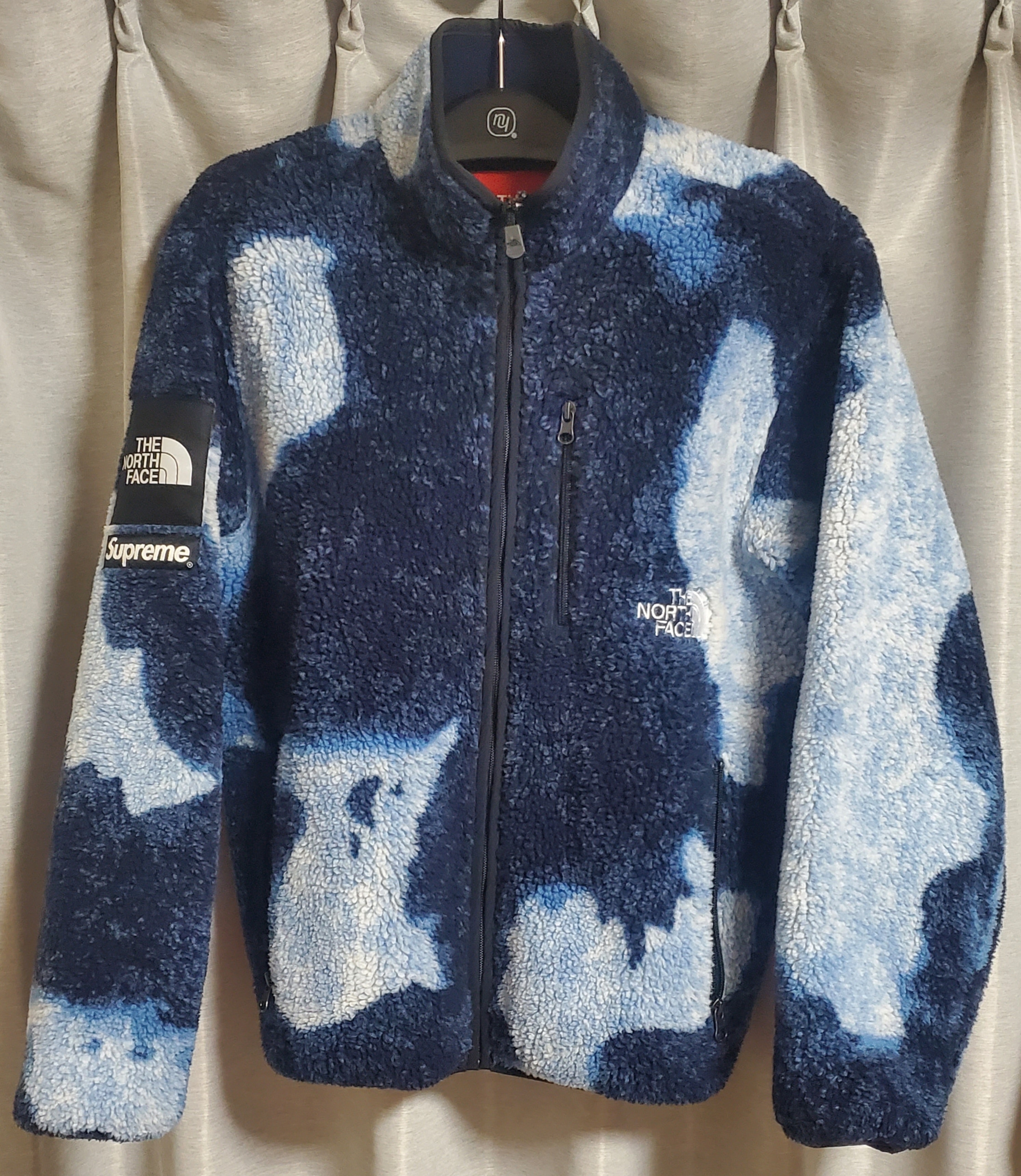 Supreme x The North Face Bleached Denim Print Fleece Jacket "Indigo"
