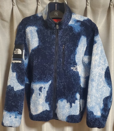 Supreme x The North Face Bleached Denim Print Fleece Jacket "Indigo"
