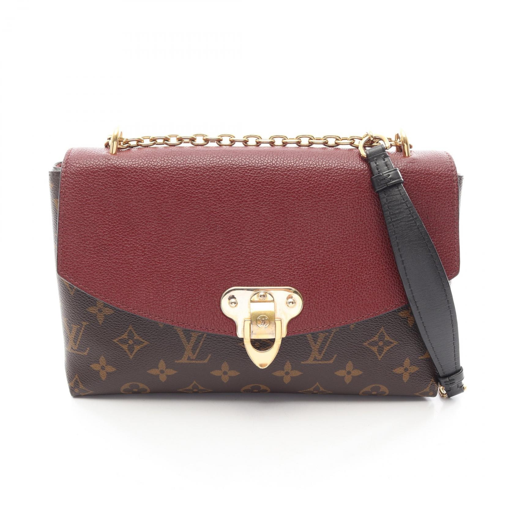 ルイ・ヴィトン LOUIS VUITTON サン プラシード ショルダーバッグ バッグ PVCコーティングキャンバス レザー モノグラム ボルドー レディース ブラウン系 / ボルドー系 M43715 【中古】