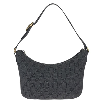 美品 GUCCI グッチ ブラック 黒 ゴールド金具 GGキャンバス レザー/ ハンドバッグ アクセサリーポーチ 601634 【中古】