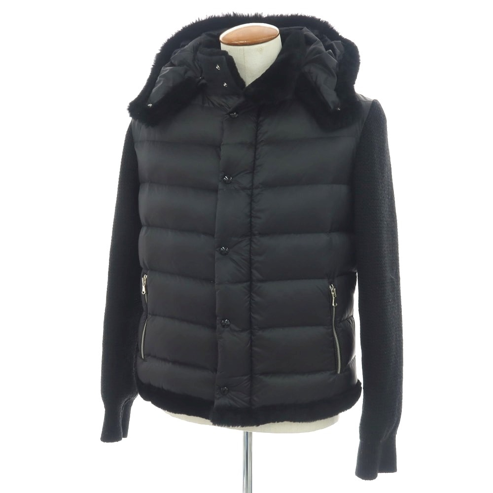 【中古】エンメティ EMMETI ムートン ナイロン ダウンジャケット ブラック【サイズ48】【メンズ】