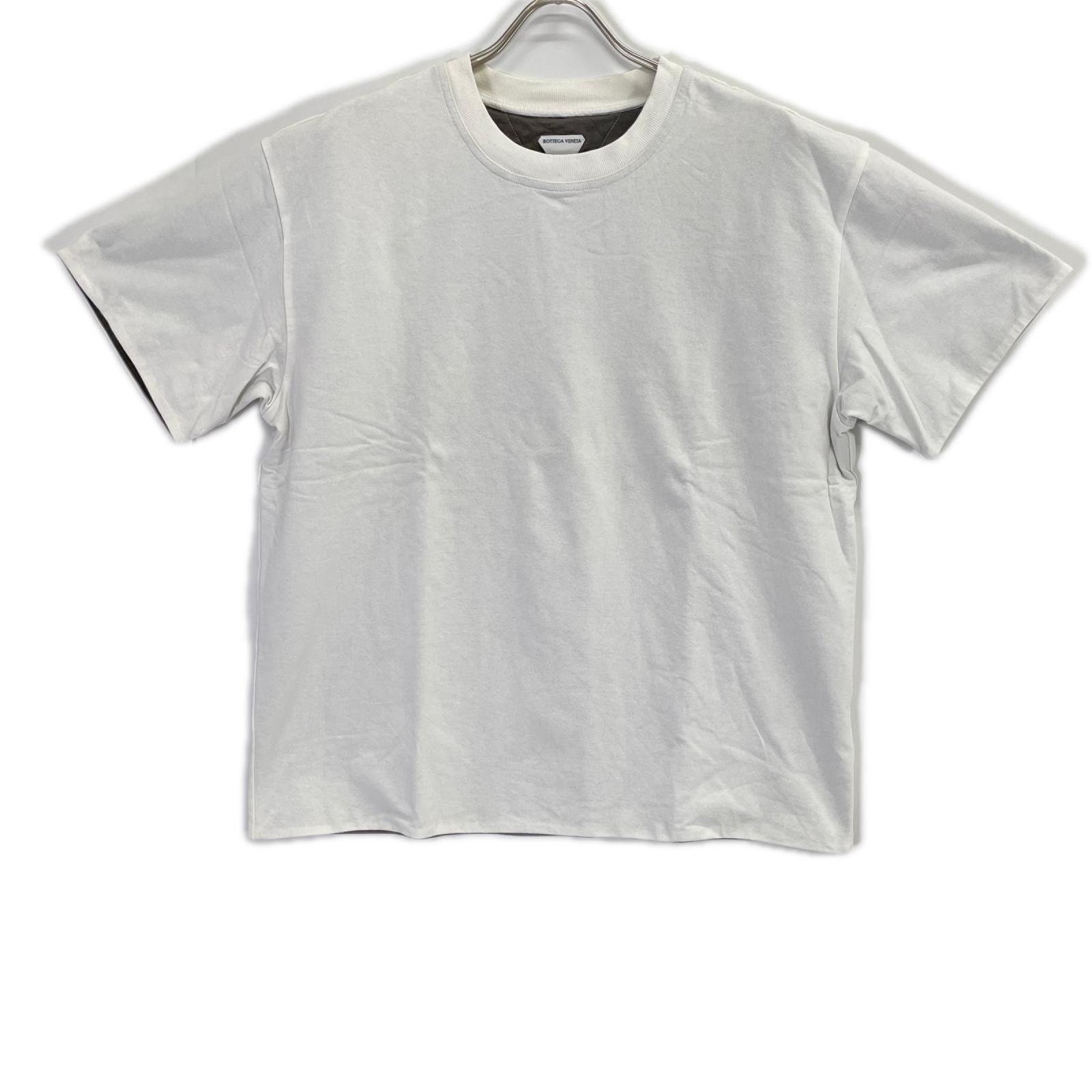 ボッテガヴェネタ 744998 ホワイト リラックスフィット ダブルレイヤー コットンTシャツ S