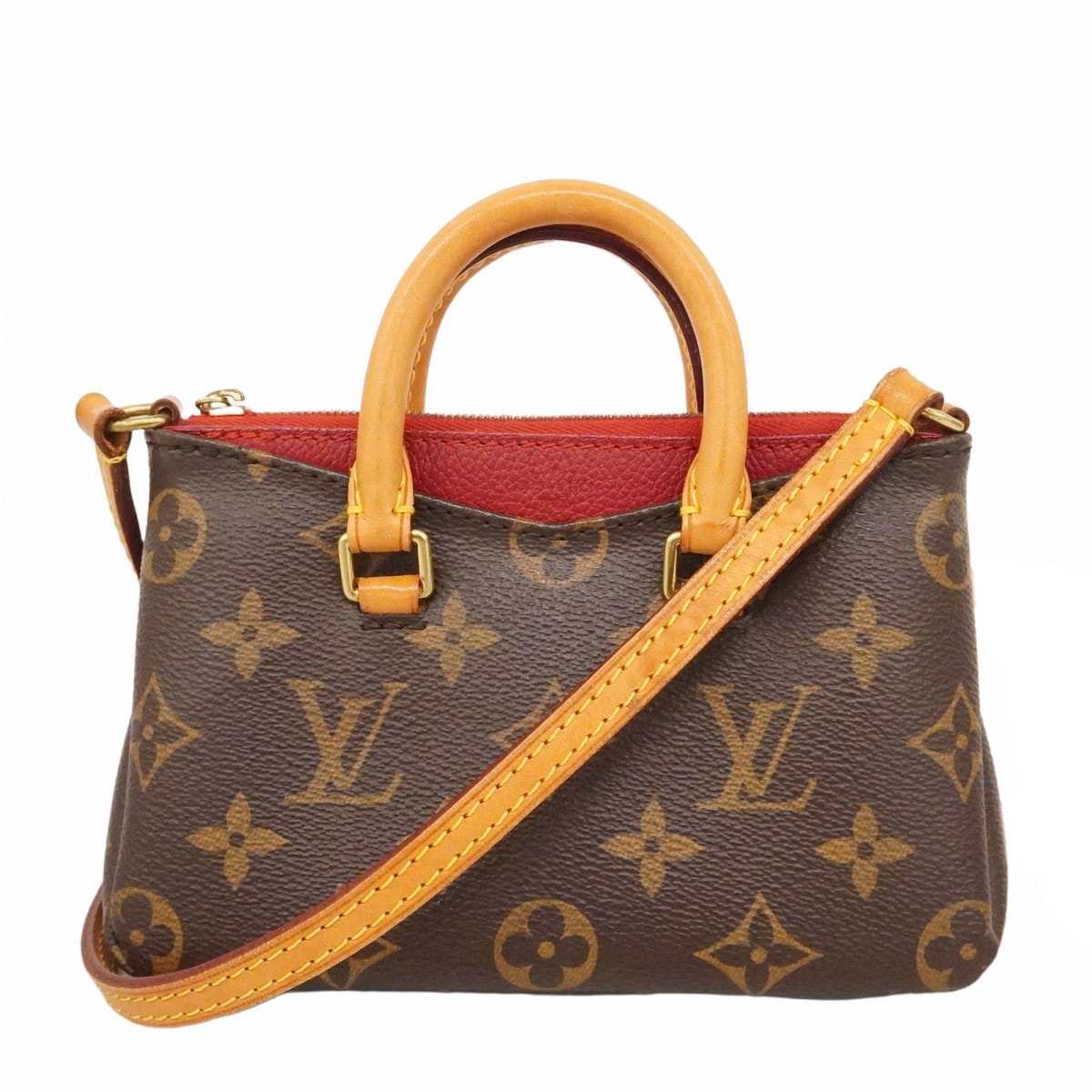 【6dd5117-k】ルイヴィトン ハンドバッグ モノグラム ナノパラス M61254 ブラウン スリーズ 2wayバッグ【中古】レディース