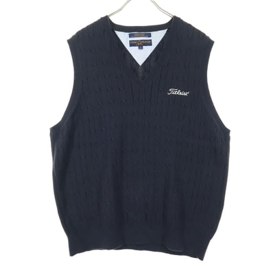 TOMMY HILFIGER トミーヒルフィガー 刺繍 ゴルフ Vネック ニットベスト S ブラック