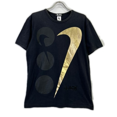 ブラックコムデギャルソン ×NIKE ナイキ ブラック スウォッシュロゴ カットソー XL