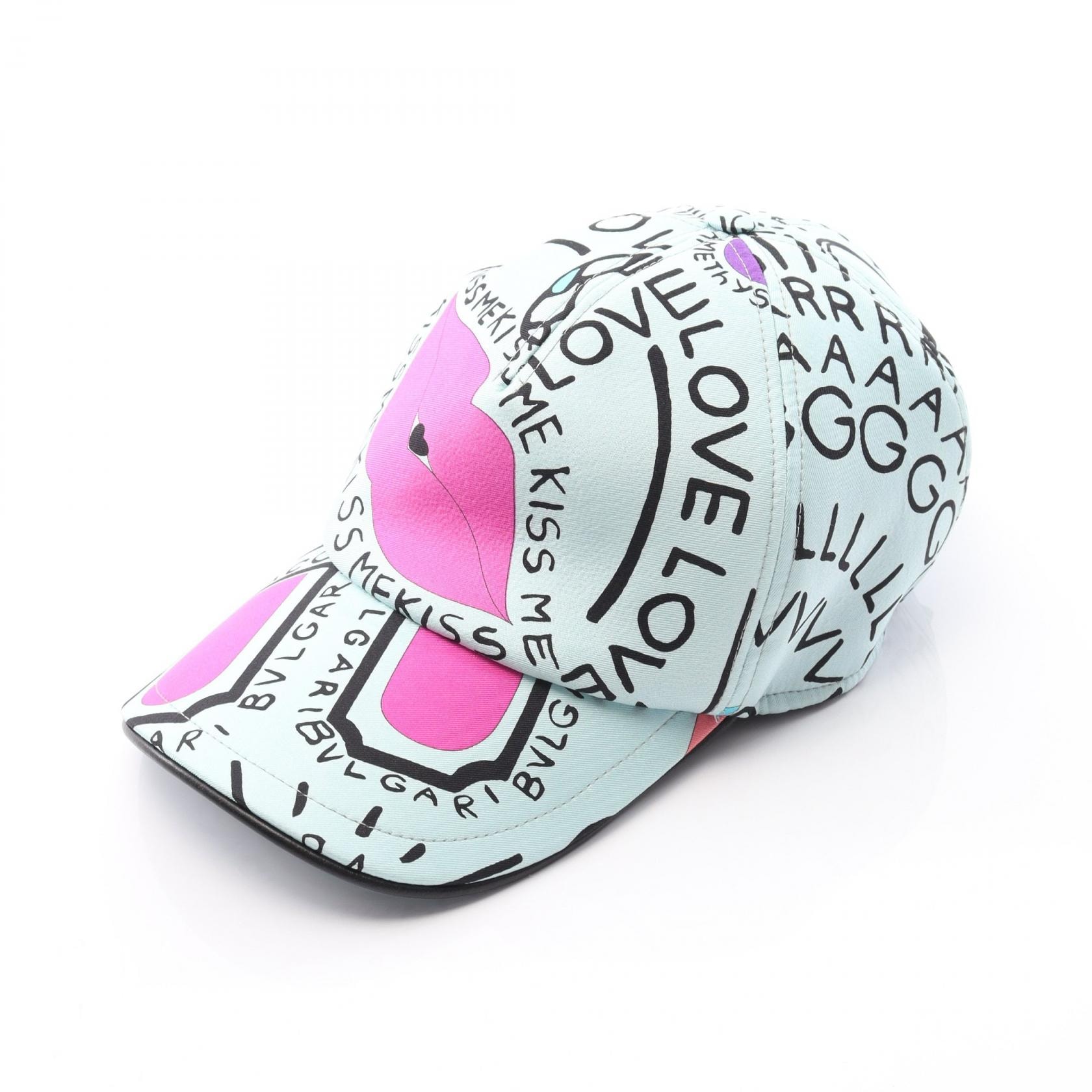 ブルガリ BVLGARI オノマトブルガリ キャップ 帽子 シルク メンズ レディース グリーン系 / マルチカラー 【中古】