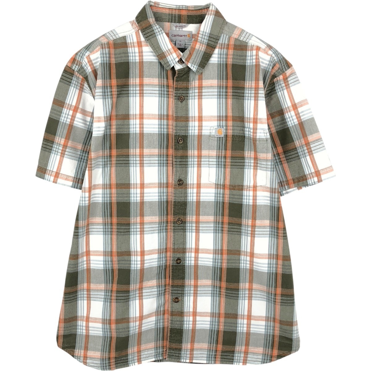 古着 カーハート Carhartt RELAXED FIT チェック柄 半袖 ワークシャツ メンズXL相当/eaa668093