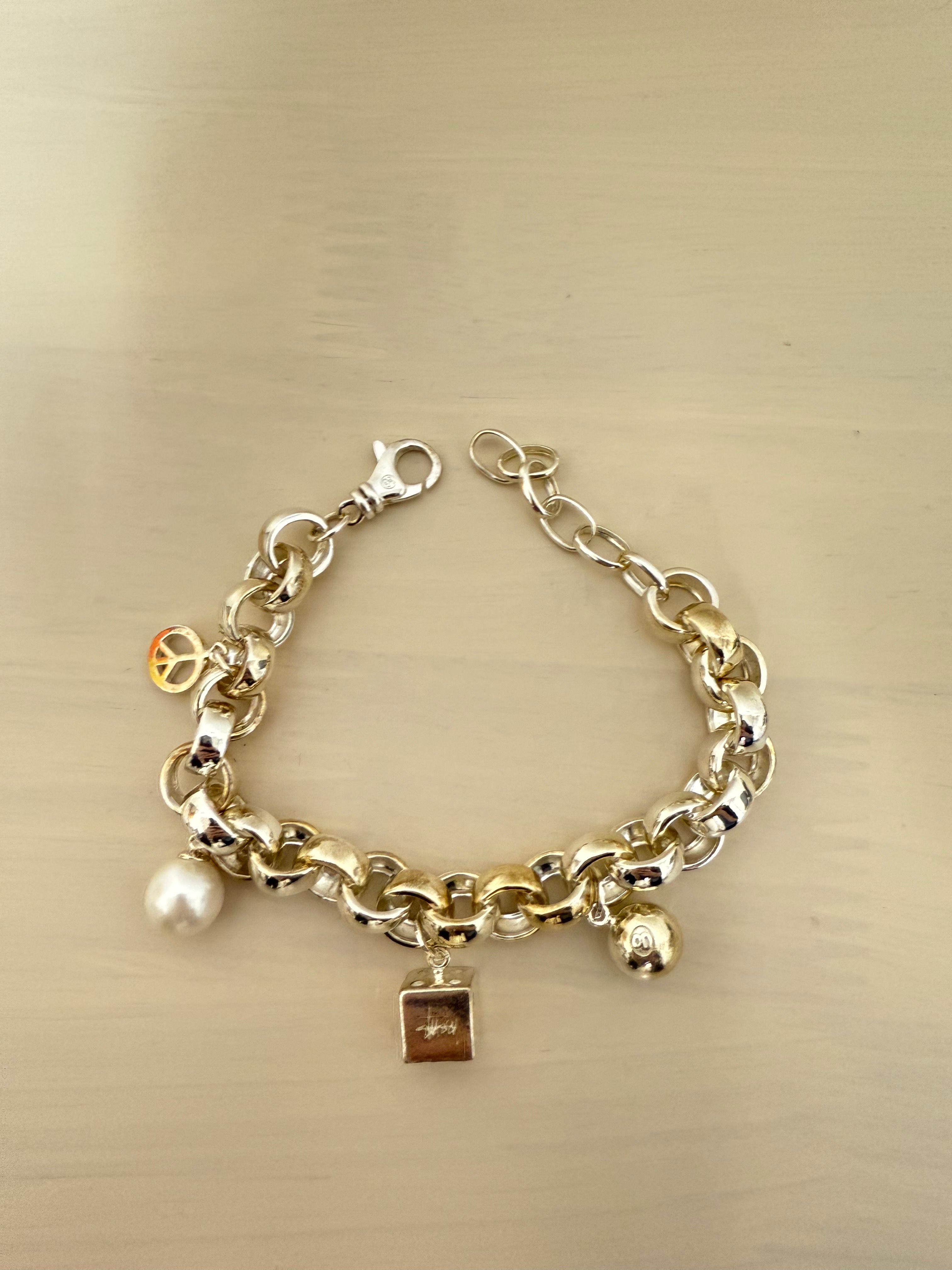 Stussy Spring 24 Jewelry Icon Charm Bracelet "Sterling Silver"