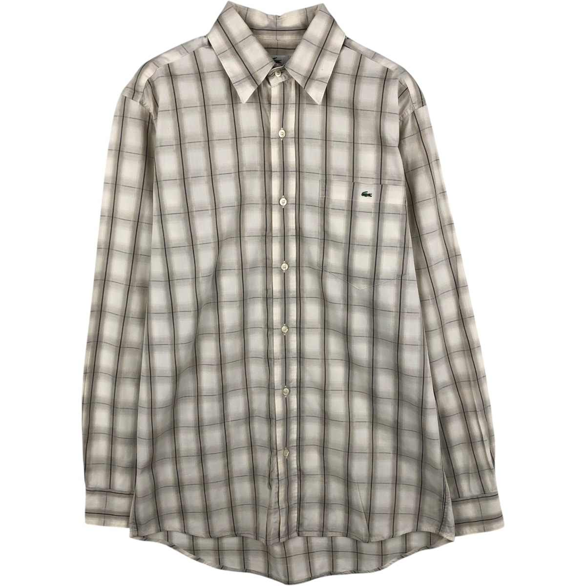 古着 ラコステ LACOSTE SPORT 長袖 コットンチェックシャツ メンズM相当/eaa636010