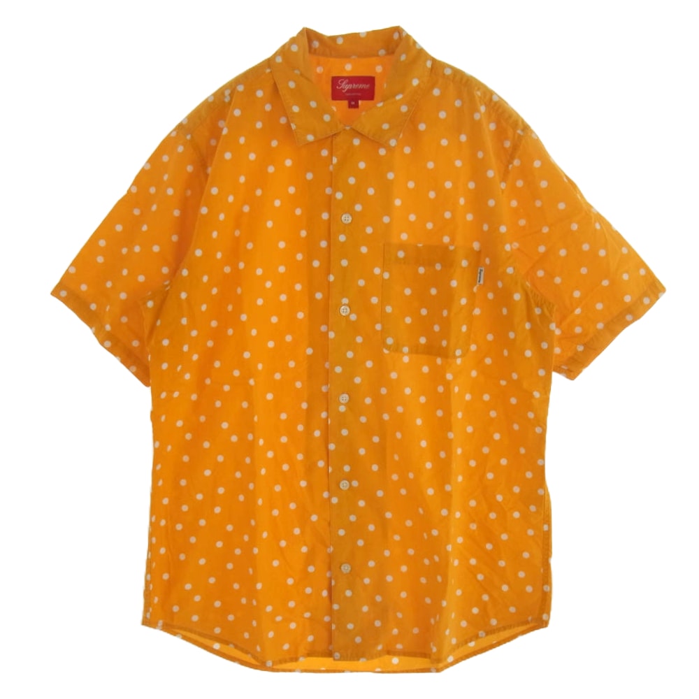 Supreme シュプリーム 半袖シャツ 12SS Big Dot Camp Shirt ビッグ ドット キャンプ 半袖 オープンカラー シャツ イエロー イエロー系 M【中古】