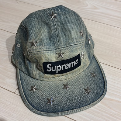 Supreme Stars Studded Denim Camp Cap "Washed Indigo"