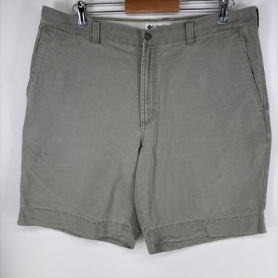 古着 コロンビア Columbia ダック パンツ ワンポイントロゴ ショートパンツ ジップ アウトドア サイドポケット w38 グレー系 メンズ