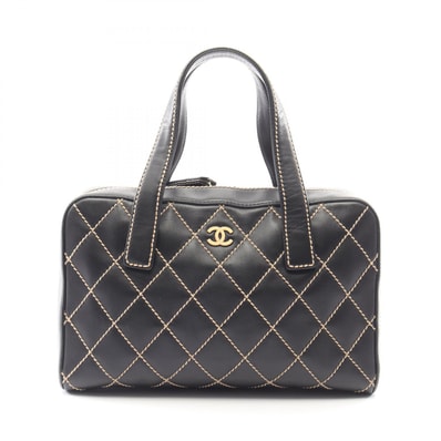 シャネル CHANEL ワイルドステッチ ハンドバッグ バッグ レザー レディース ブラック系 A14692 【中古】