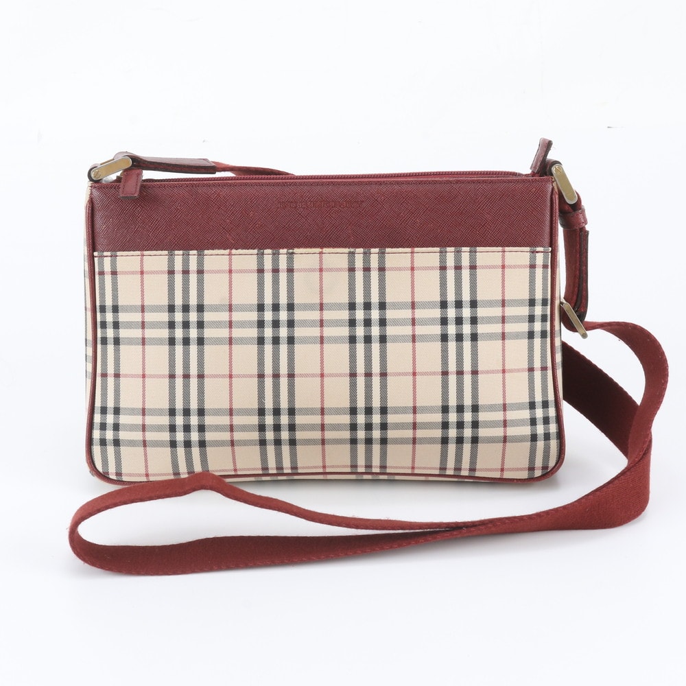 ■美品 バーバリー ノバ チェックショルダーバッグ レザー×キャンバス