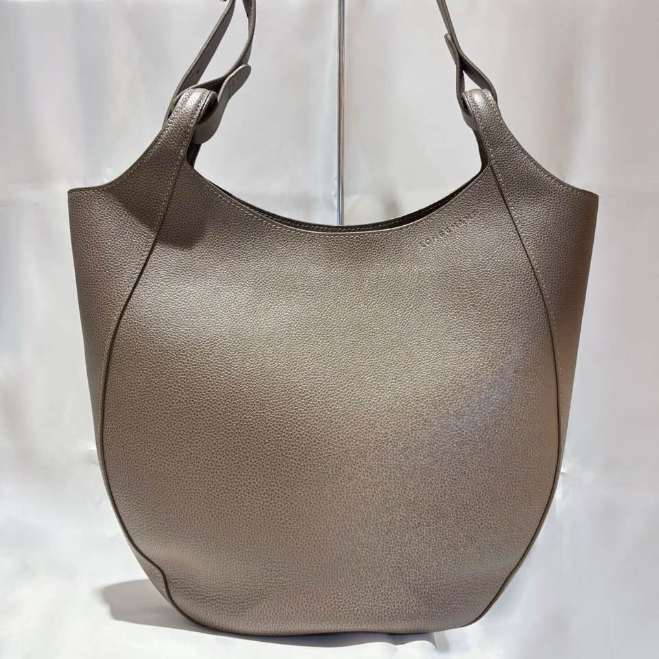 Longchamp ロンシャン ル フローネ ホーボー L レザーショルダーバッグ ショルダーバッグ 10330021215 レザー グレー  レディース【中古】