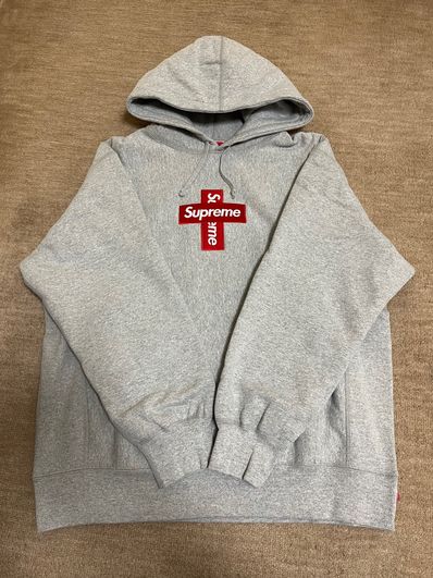 Supreme Cross Box Logo Hooded Sweatshirt "Grey"