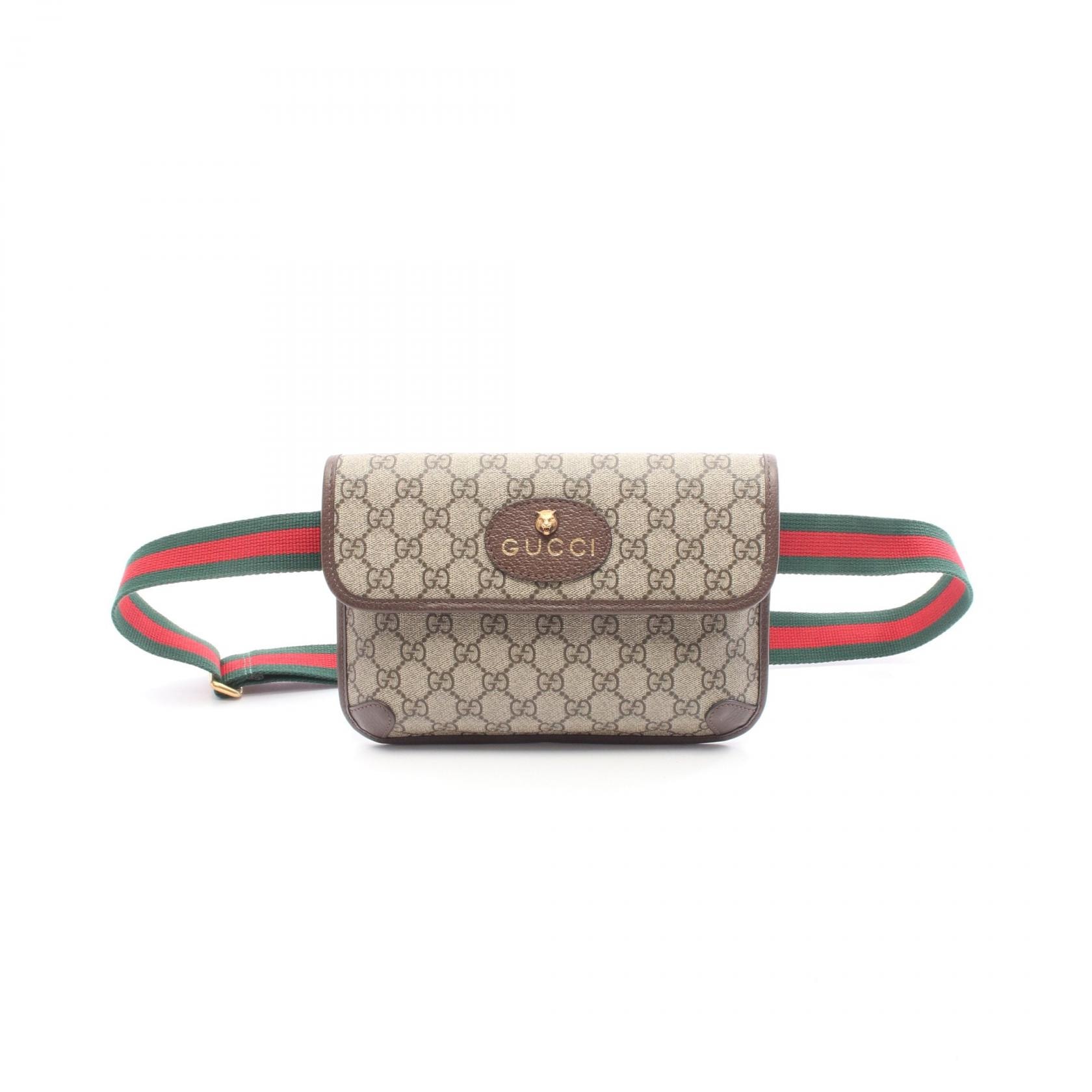 グッチ GUCCI GGスプリーム ネオヴィンテージ シェリーライン ウエストバッグ ボディバッグ バッグ PVCコーティングキャンバス レザー メンズ レディース ベージュ系 / ブラウン系 493930 【中古】