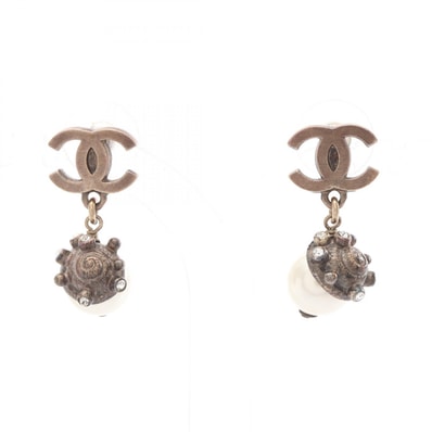 シャネル CHANEL ココマーク ピアス ジュエリー GP(ゴールドメッキ) フェイクパール / ラインストーン レディース ゴールド系 / ホワイト系 【中古】
