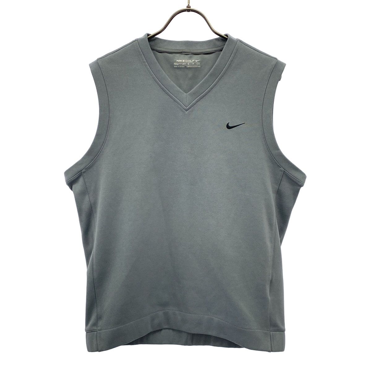 NIKE ナイキ ロゴ刺繍 ゴルフ Vネック ベスト S グレー