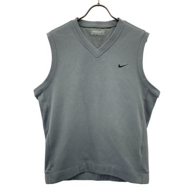 NIKE ナイキ ロゴ刺繍 ゴルフ Vネック ベスト S グレー