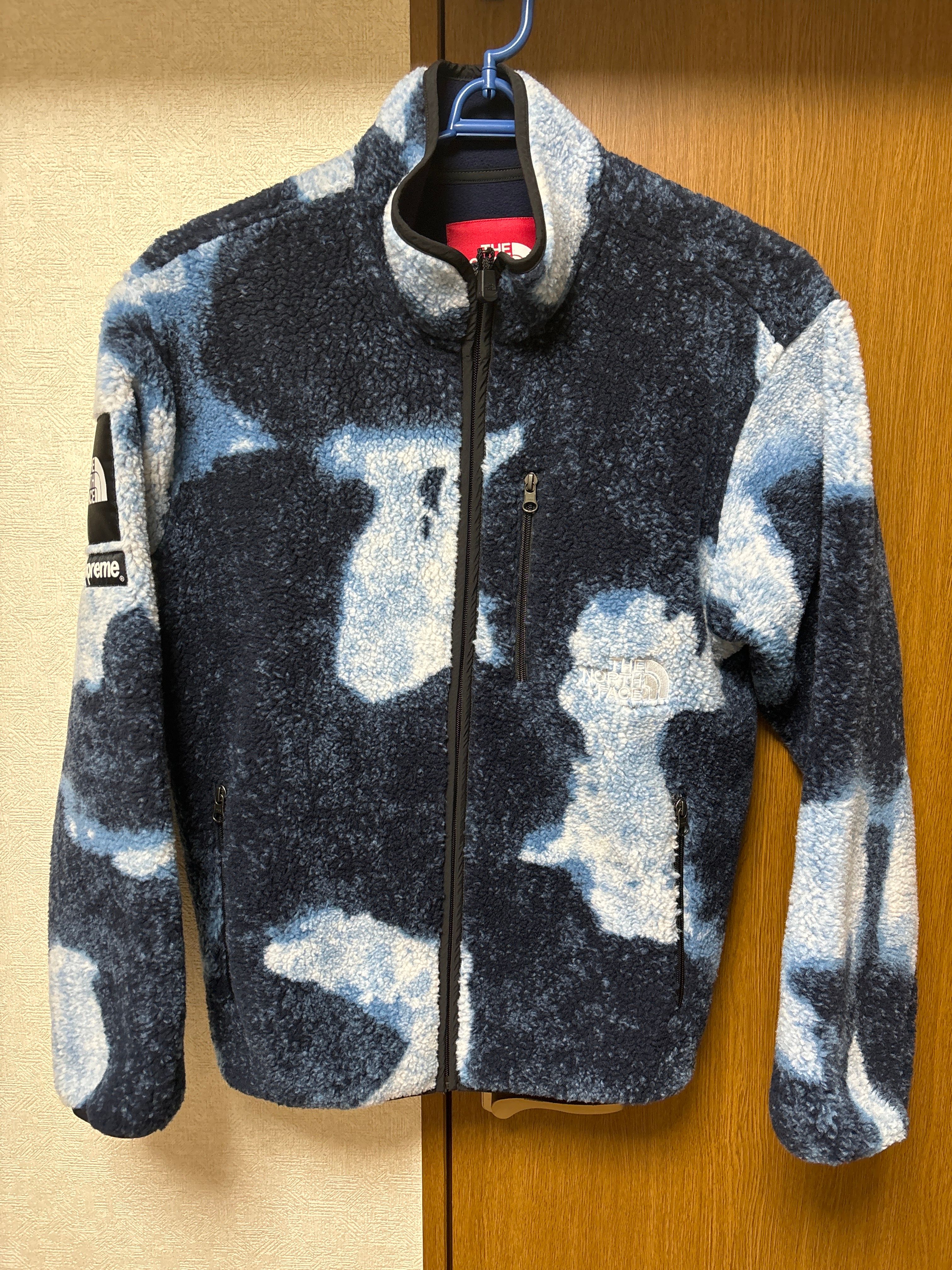 Supreme x The North Face Bleached Denim Print Fleece Jacket "Indigo"