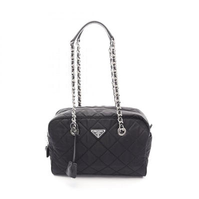 プラダ PRADA TESSUTO IMPUNTU ショルダーバッグ バッグ ナイロン サフィアーノレザー レディース ブラック系 1BB903 【中古】