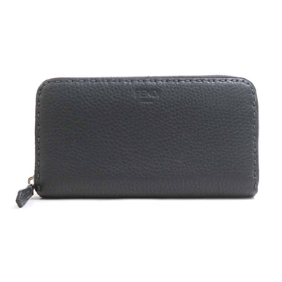 フェンディ FENDI ラウンドファスナー長財布 レザー グレー ユニセックス 8M0299-QZY【中古】 r11292a