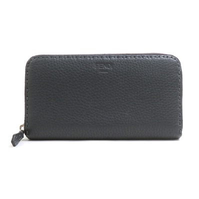 フェンディ FENDI ラウンドファスナー長財布 レザー グレー ユニセックス 8M0299-QZY【中古】 r11292a