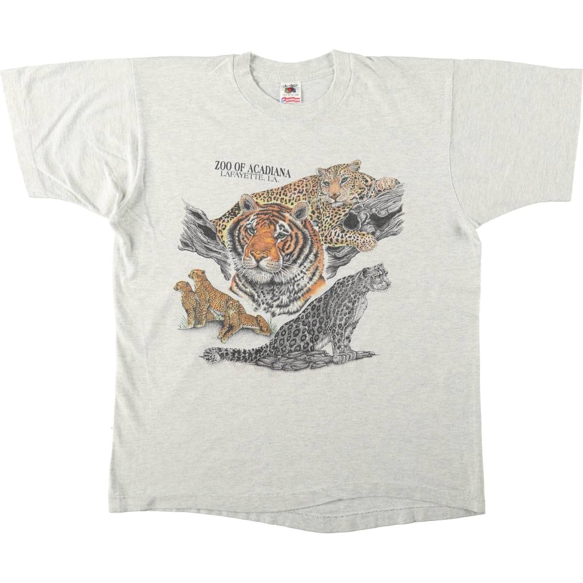 古着 フルーツオブザルーム FRUIT OF THE LOOM アニマル柄 トラ柄 アニマルTシャツ USA製 メンズL相当 ヴィンテージ/eaa680585