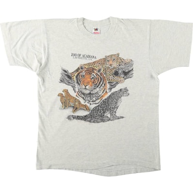 古着 フルーツオブザルーム FRUIT OF THE LOOM アニマル柄 トラ柄 アニマルTシャツ USA製 メンズL相当 ヴィンテージ/eaa680585