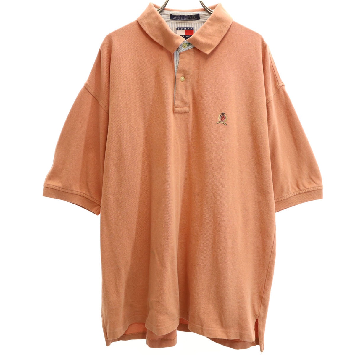 TOMMY HILFIGER トミーヒルフィガー 90s オールド 半袖 ポロシャツ XL オレンジ 鹿の子地