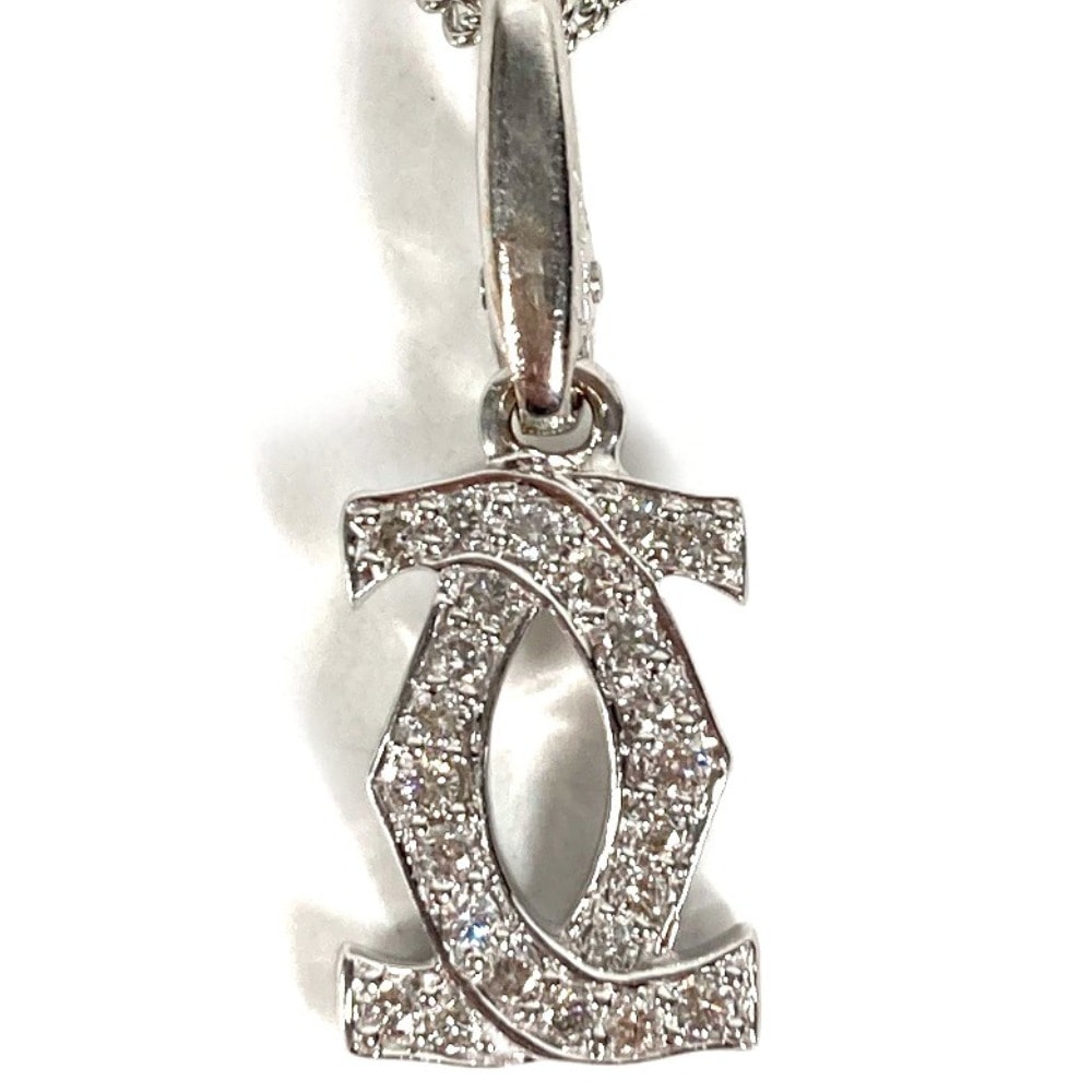 カルティエ CARTIER 2C ロゴ チャーム ペンダントトップ ネックレス K18 金 18K アクセサリー チェーンネックレス ジュエリー ダイヤ ダイヤモンド チャーム WG750 シルバー