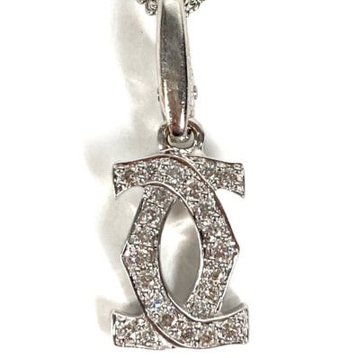 カルティエ CARTIER 2C ロゴ チャーム ペンダントトップ ネックレス K18 金 18K アクセサリー チェーンネックレス ジュエリー ダイヤ ダイヤモンド チャーム WG750 シルバー