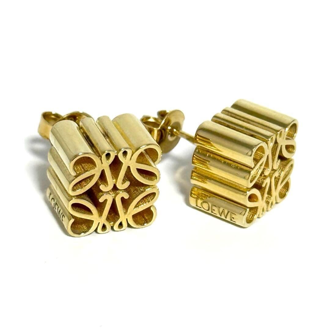 【定価約8.6万】ロエベ レディース アナグラム スタッド ピアス 24Kメッキ