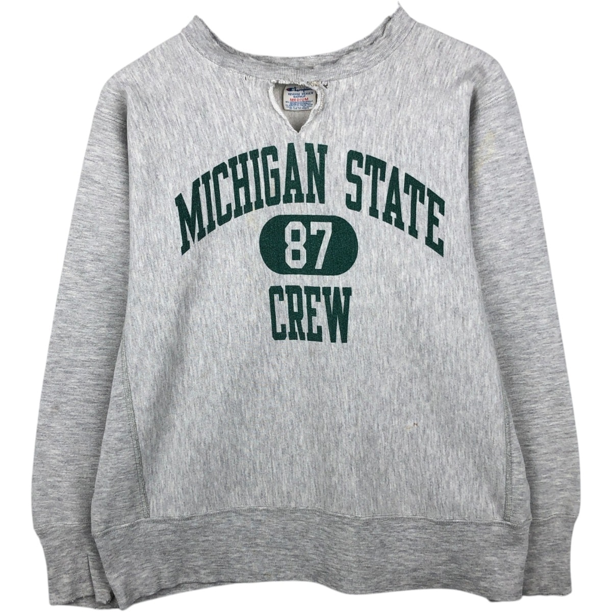 古着 80年代 チャンピオン Champion REVERSE WEAVE リバースウィーブ トリコタグ MICHIGAN ミシガン大学 3連プリント カレッジスウェットシャツ トレーナー USA製 メンズM相当/evb034530