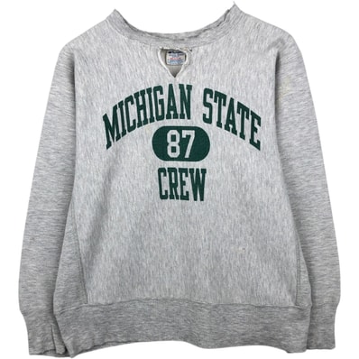 古着 80年代 チャンピオン Champion REVERSE WEAVE リバースウィーブ トリコタグ MICHIGAN ミシガン大学 3連プリント カレッジスウェットシャツ トレーナー USA製 メンズM相当/evb034530