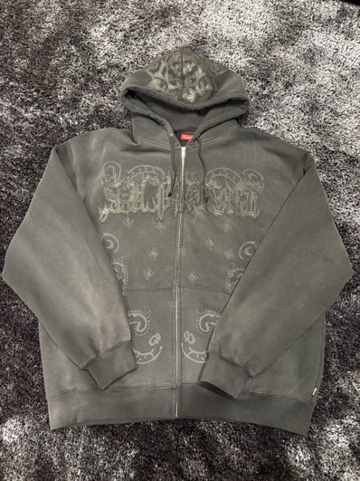 Supreme Paisley Zip Up Hooded Sweatshirt "Black"