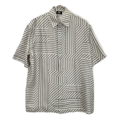 フェンディ FS0795 23年製 グレー総柄 S/Sシャツ 38
