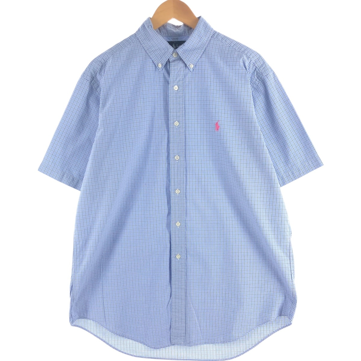 古着 ラルフローレン Ralph Lauren CLASSIC FIT 半袖 ボタンダウン チェックシャツ メンズL相当/eaa562693