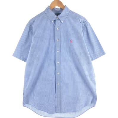 古着 ラルフローレン Ralph Lauren CLASSIC FIT 半袖 ボタンダウン チェックシャツ メンズL相当/eaa562693