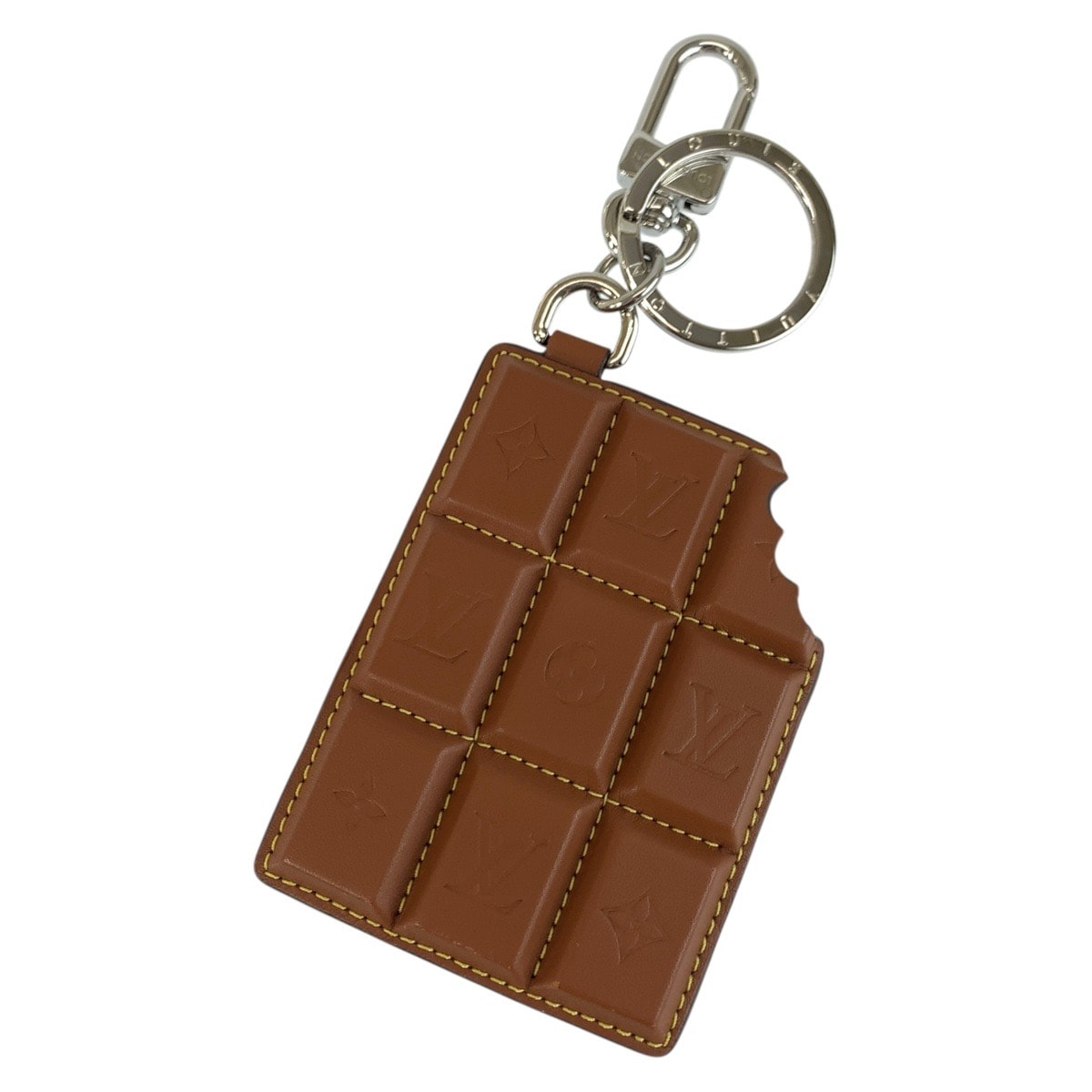 超美品 LOUIS VUITTON ルイヴィトン モノグラム LVチョコレートバー ブラウン シルバー金具 レザー チャーム バッグチャーム 603000 【中古】