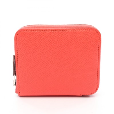 エルメス HERMES アザップシルクイン コンパクト ラウンド財布 財布 レザー カーフ(牛革) ヴォーエプソン ヴォーエプソン ローズテキサス U刻印(2022年製造) レディース レッド系 【中古】