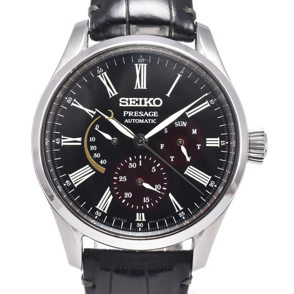 セイコー SEIKO SARW045 6R21-01F0 プレサージュ 漆・白檀塗限定モデル パワーリザーブ ブラック 自動巻き メンズ 腕時計 L#150665