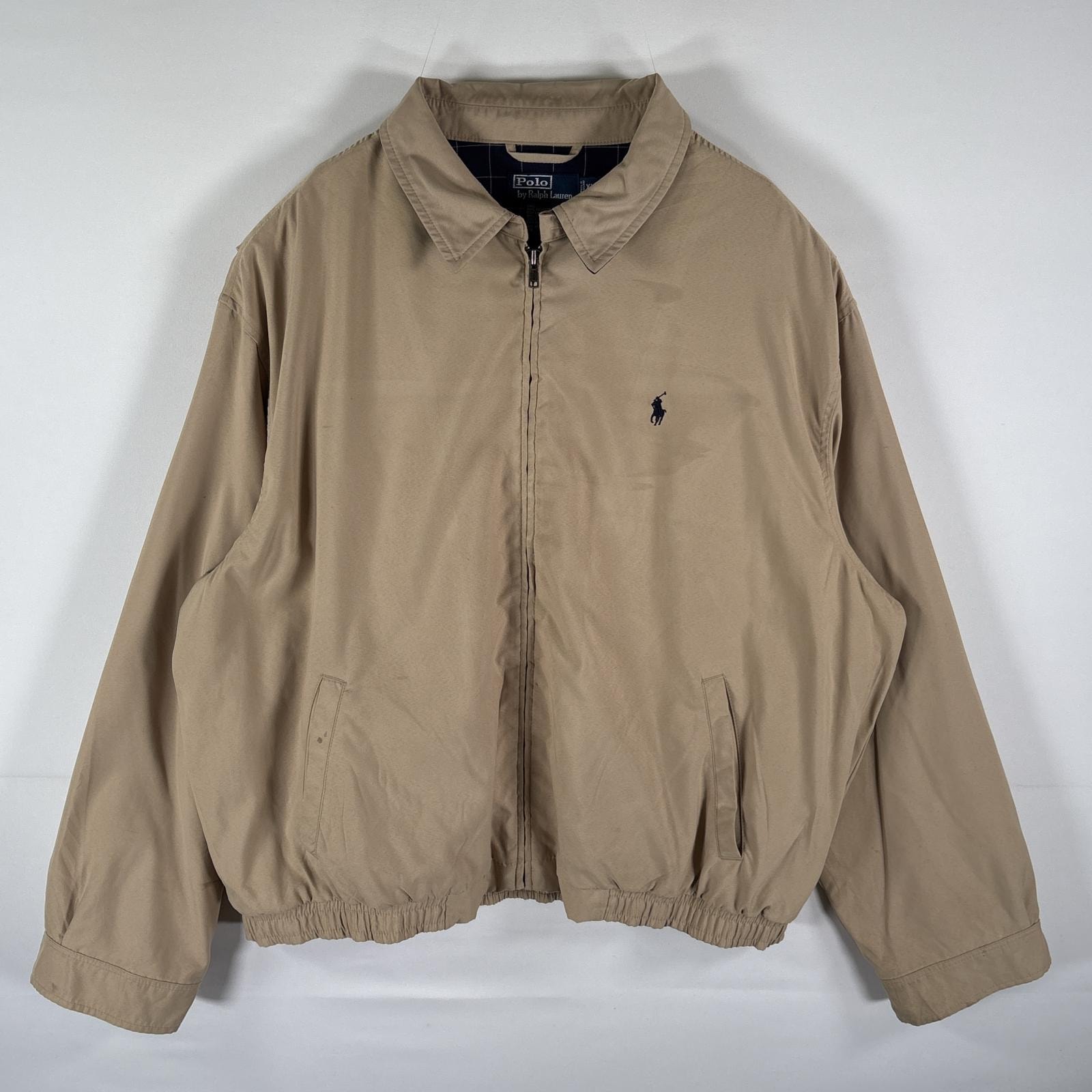 古着 ポロバイラルフローレン Polo by Ralph Lauren スウィングトップジャケット フルジップ ブルゾン ワンポイント 14041  ベージュ系 メンズ