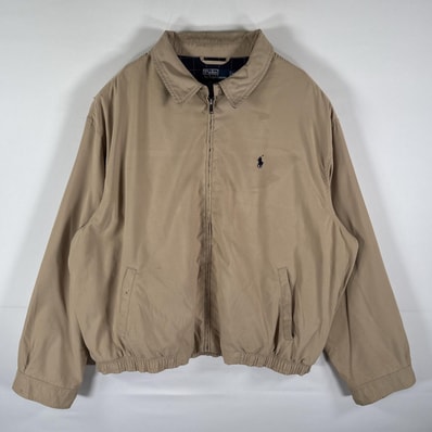 古着 ポロバイラルフローレン Polo by Ralph Lauren スウィングトップジャケット フルジップ ブルゾン ワンポイント 14041 ベージュ系 メンズ
